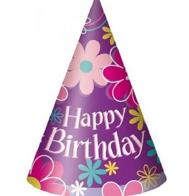 Coated Paper Cone Shaped Printed Birthday Cap Application: Party