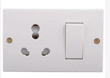 White 3 X 4 Inch Size 220 Volt And 1 Socket Polycarbonate Power Switch