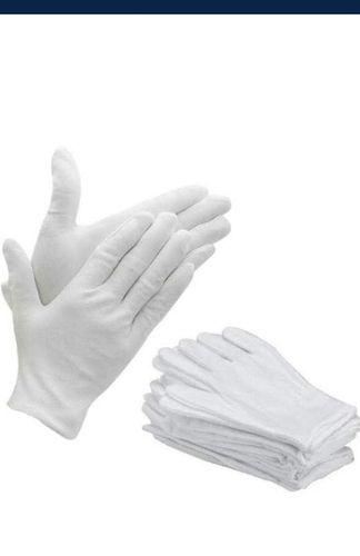 White Plain Cotton Knitted Gloves
