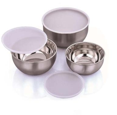 Silver Round Stainless Steel Bowl Set