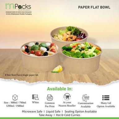 Eco Friendly Portable Durable Plain Brown Paper Flat Bowl