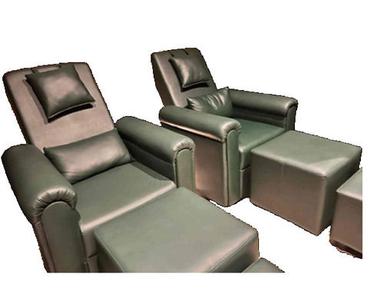 Free Stand Glossy Finish Plain Leather Coated Spa Sofa Furniture
