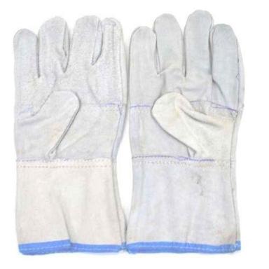 White Leather Safety Hand Gloves For Industrial Workwear Use