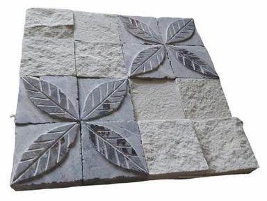 Square Shape Leaf Design Grey Stone Wall Panel Tile