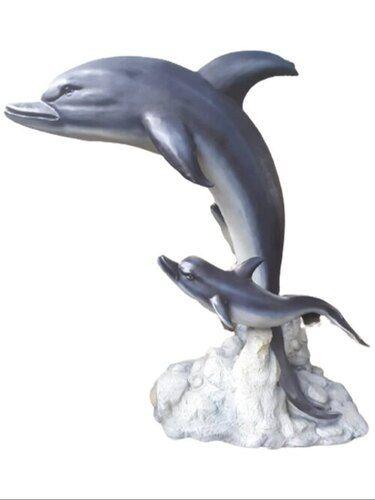 Polished Finished Fiber Dolphin Statue