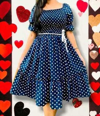 blue dotted frock 