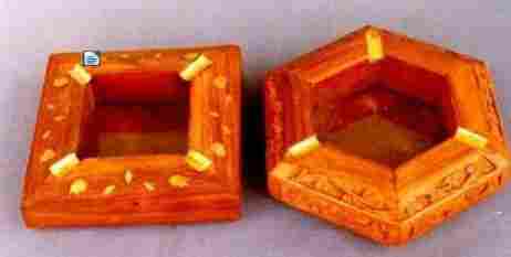 Beautifully Hand Carved And Brass Inlaid Wooden Handmade Ashtray