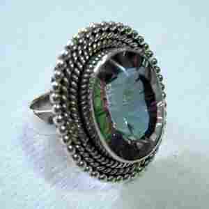 Silver Ring Studded With Mystic Quartz Stone