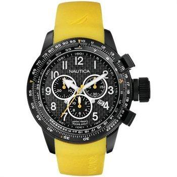 Nautica Men's N18599G NST 101 Yellow Resin and Black Dial Watch