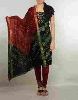 Unnati Silks Pure Bandhani Satin Cotton Ladies Unstitched Punjabi Suit