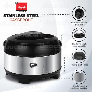 Black Insulated Stainless Steel Casserole (Black)