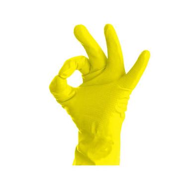 Rubber Yellow Full Fingers Unitouch Household Gloves