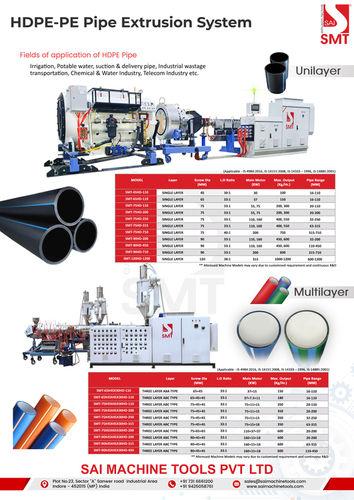 Automatic Hdpe Pipe Plant With Capacity Of 100 Kg/Hr To 1200 Kg/Hr And 1 Year Of Warranty