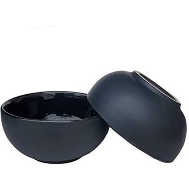 Dark Blue Color Coated And Round Ceramic Soup Bowl Set, 2 Pieces