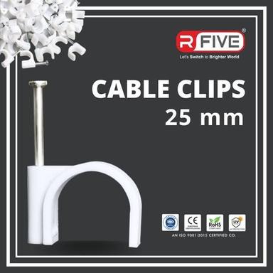 White 25Mm Plastic Cable Clips