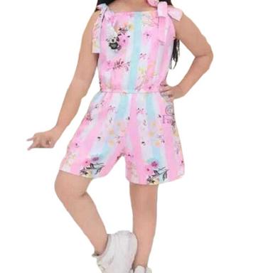 Casual Wear Wrinkle Resistant Regular Fit Sleeveless Printed Kids Dress