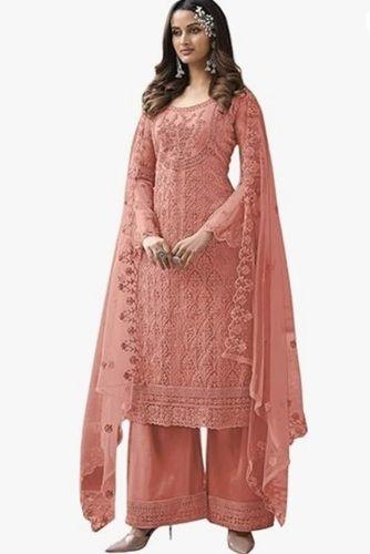 Pink Color Butterfly Net Fabric Ladies Salwar Kameez