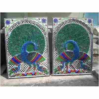 Color Glass Peacock Panel