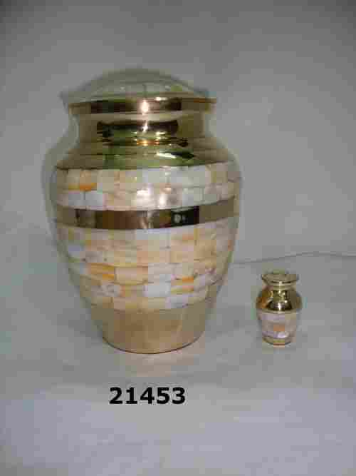 Brass Mother of Pearl Urns