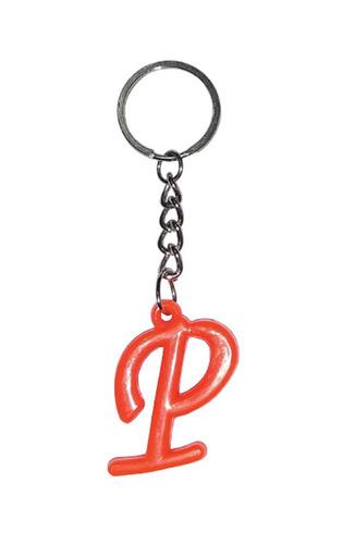 Red And Silver Antique Plain P Letter Steel Ring Plastic Keychain
