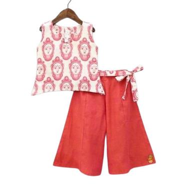 Girls Printed Cotton Top And Palazzo Set