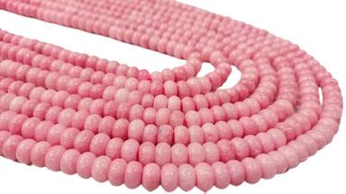 Stone Natural Pink Chalcedony Rondelle Plain Gemstone Beads - 8Mm