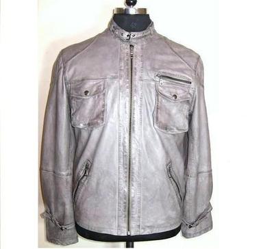 Mens Biker Leather Jacket Size: Extra Small