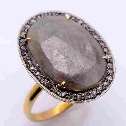 Sapphire & Diamond Gemstone Victorian Ring