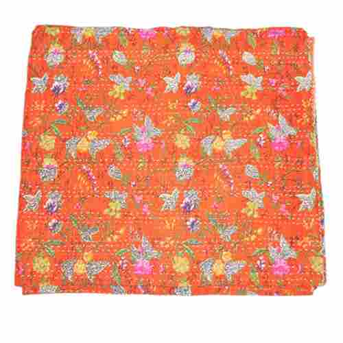 Red Flower Print Queen Size Handmade Cotton Throw Blanket Bedspread