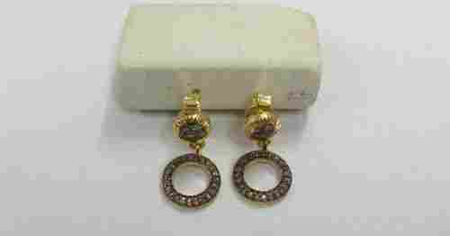 Gold Plated Diamond Round Earrings