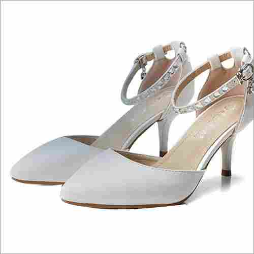 Ladies Ivory Scarpin With Ankle Strap Heels