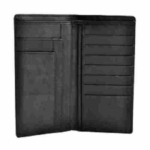 Black Color Plain Design Rectangular Shape Genuine Leather Bi Fold Wallet For Mens