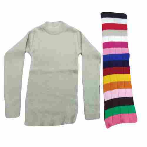 100% Durable And Comfortable, Breathable Down, Body Warm, Kids Girl Woolen Skivvy Sweater
