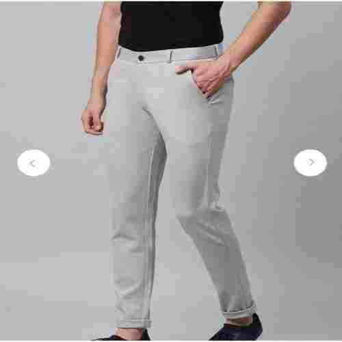 Plain Grey Colored Comfortable Men Lycra Trousers For Casual Wear