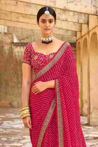 Lightweight Stylish Pink Embroidered Pattern Art Silk Saree With 6 Meter Length 