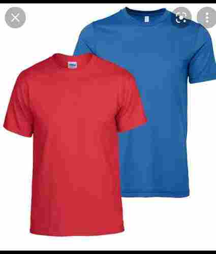 Mens T Shirt In Red And Blue Color And Cotton Fabric For Casual Wear Occasion