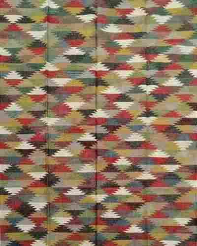 Modern Oriental Hand Woven Printed Jute Wool Fabrics Durries For Floors