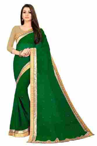 Sequins Work Bodered Bollywood Style Party Wear Plain Georgette Saree
