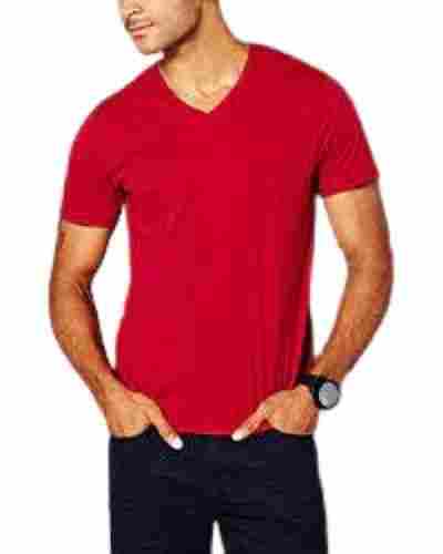Mens Plain Red Short Sleeve Casual Wear T Shirt