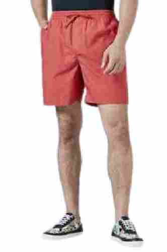 Mens Plain Red Knee Length Short