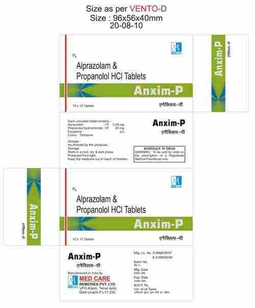 Alpazolam & Propanolon Hci Tablets