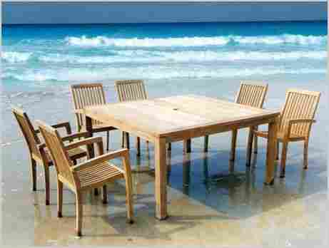 Square Fix Table Set With Stacking Arm Chairs