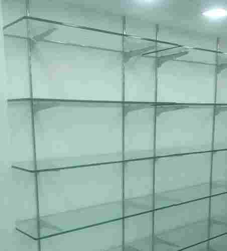 Modern And Indian Style Water Resistant Non Foldable Wall Glass Shelf 