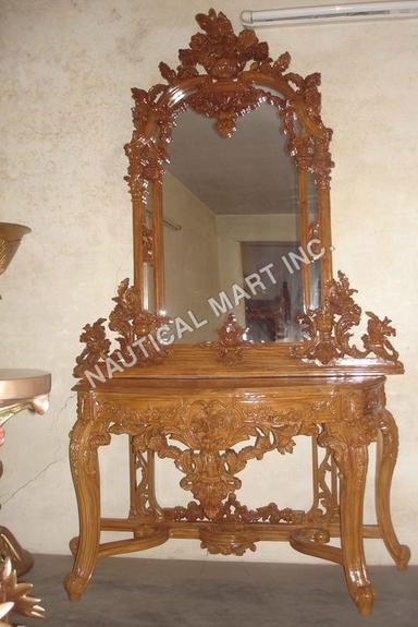 WOODEN CONSOLE MIRROR