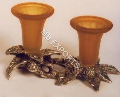 Golden White Metal Candle Stand