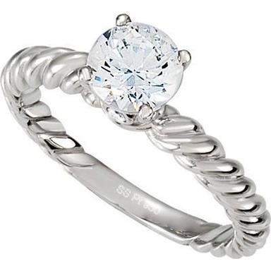 Silver Platinum Solitaire Diamond Ring