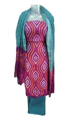 Red And Green Bandhani Satin Salwar Suit