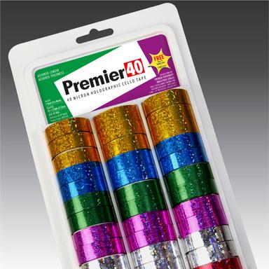Red / Blue / Green / Gold / Pink / Silver Blister Pack Holographic Cello Tape