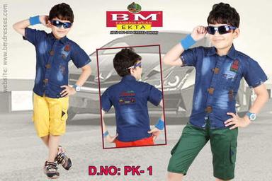 Yellow And Blue Denim Baba Suit