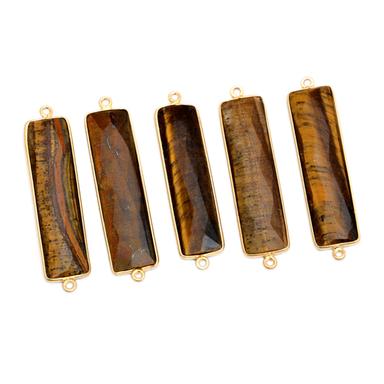 Pendants Gold Plated Tiger Eye Sterling Silver Connector